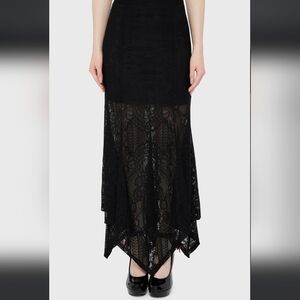 Killstar Black Lace Asymmetric Maxi Skirt